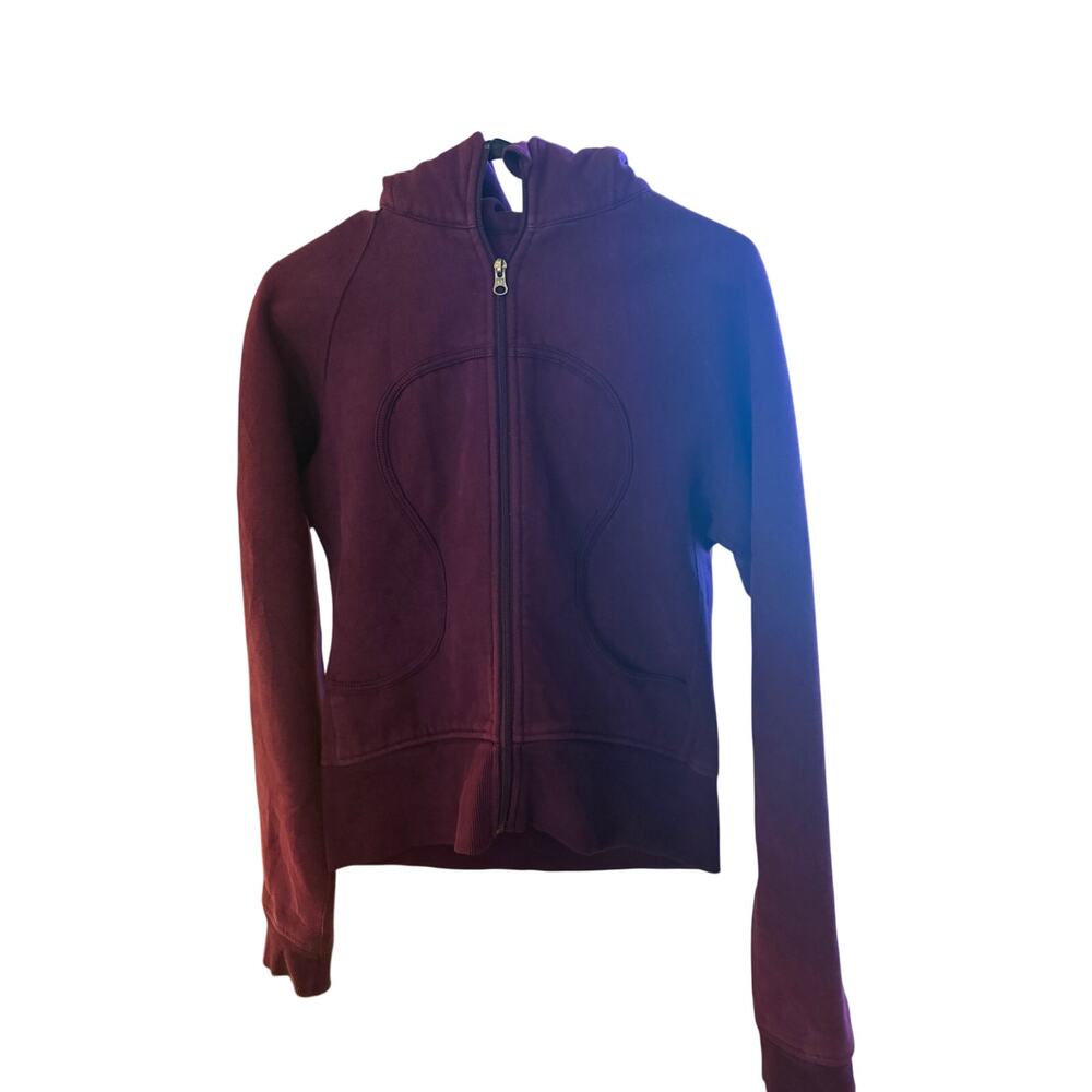 purple lululemon Scuba Full-Zip Hoodie features the brand's iconic logo stitched